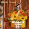 Thanksgiving Welcome Sign Fall Wall Art Wood Autumn Maple Door Decor Sunflower Flowers Fall Front Wreath for Front Door Decoration (Maple Style)